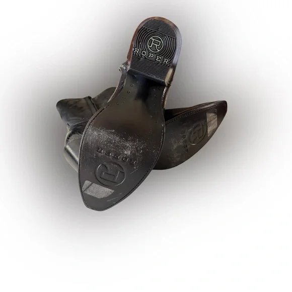 Never worn black cowgirl boots, all leather, handmade, size 8.5 - Picture 6 of 8